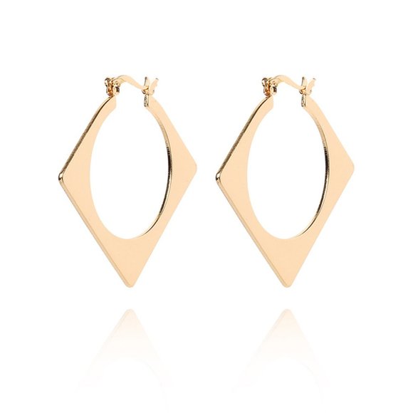 Geometric Square Drop Hoop Earrings - Picture 2 of 4